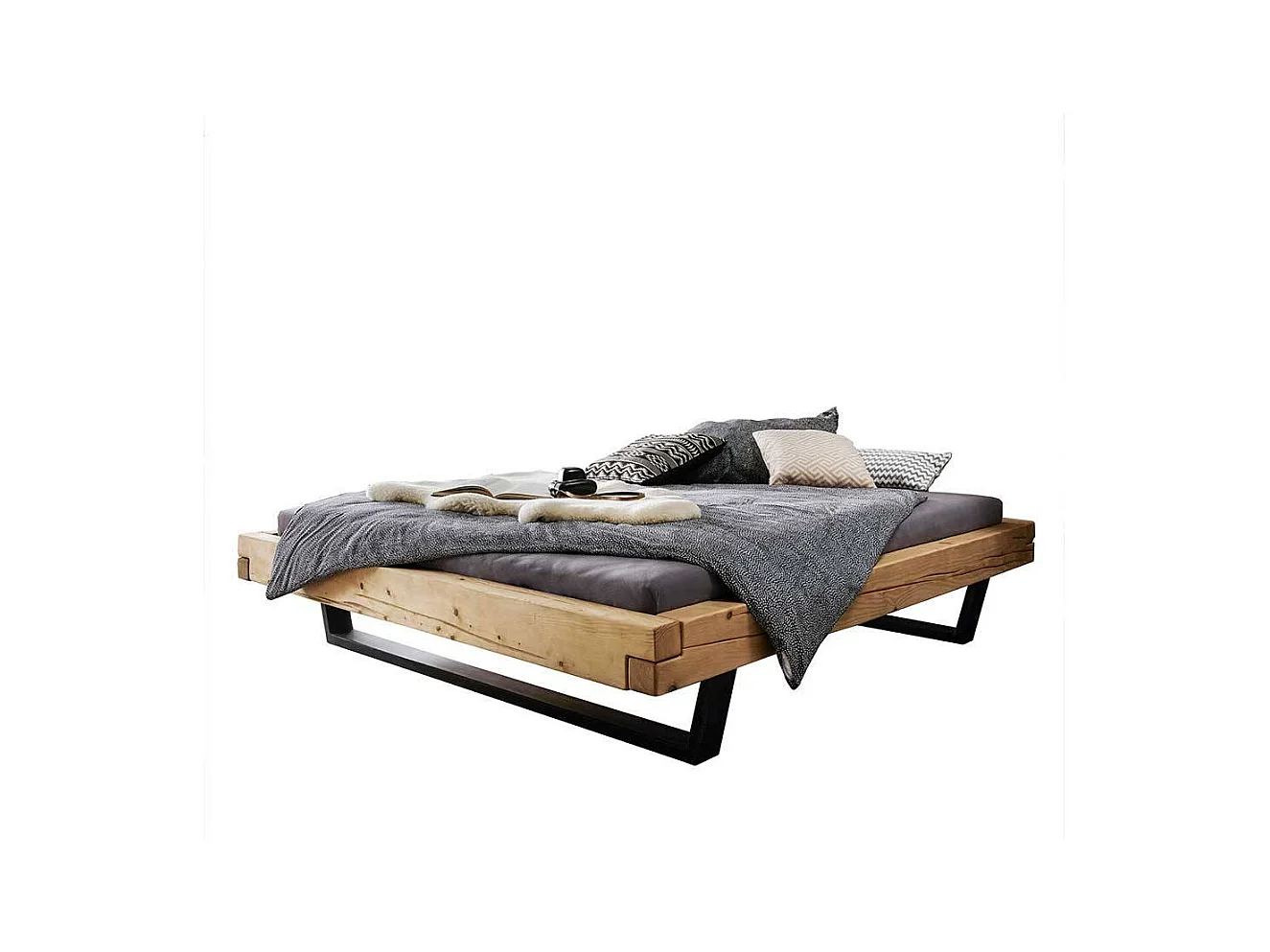 Massivholz Bettgestell ohne Kopfteil Bügelgestell
