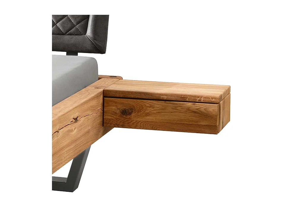 Holzbettgestell Polsterkopfteil Bett in Wildeichefarben und Anthrazit