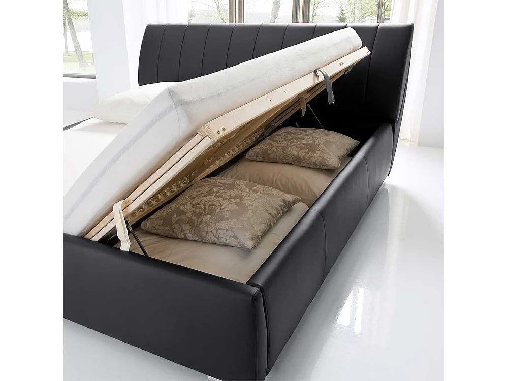 Futonbett in Schwarz mit Bettkasten