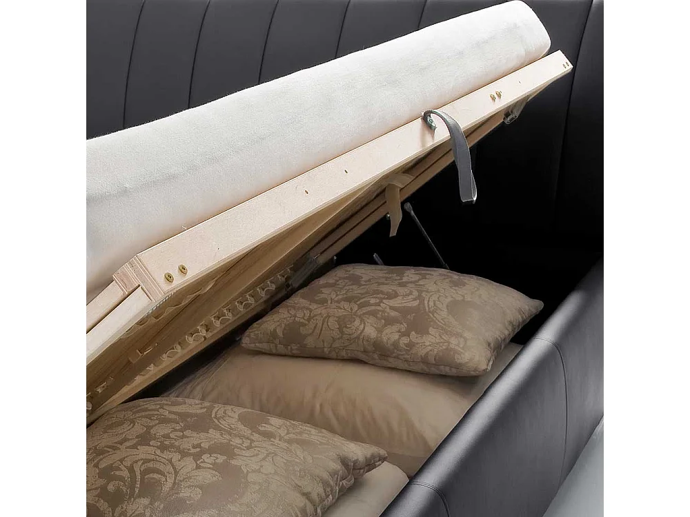 Futonbett in Schwarz mit Bettkasten