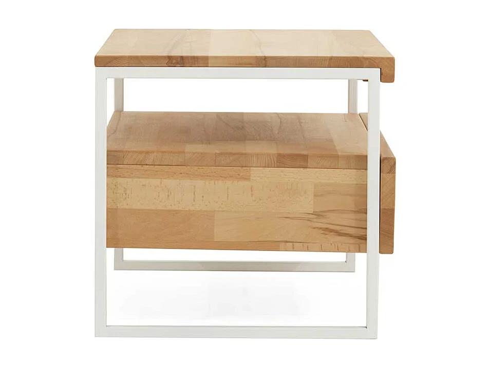 Einzelbett aus Kernbuche Massivholz mit Nachttisch (zweiteilig)