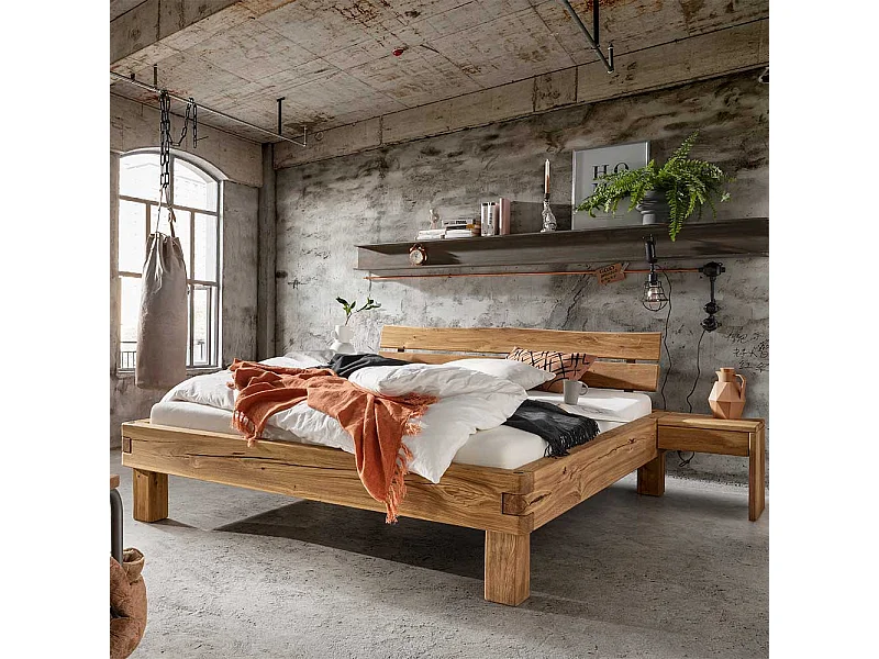 Naturholzbetten Betten aus Wildeiche Massivholz 45 cm Fußteil