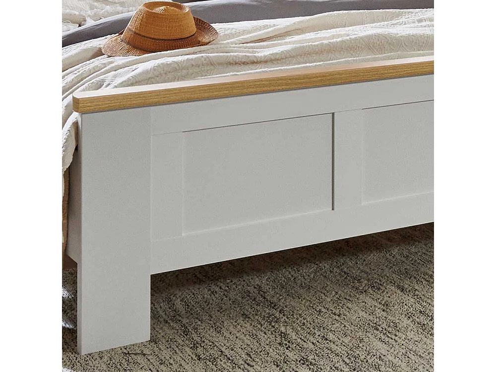 Landhaus Bett 140 cm in Weiß und Eiche Bianco Made in Germany
