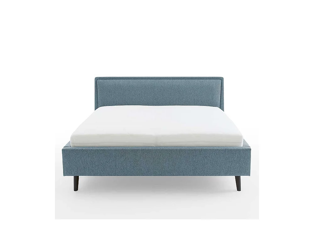 Polsterbettgestell in Blaugrau Vierfußgestell aus Holz