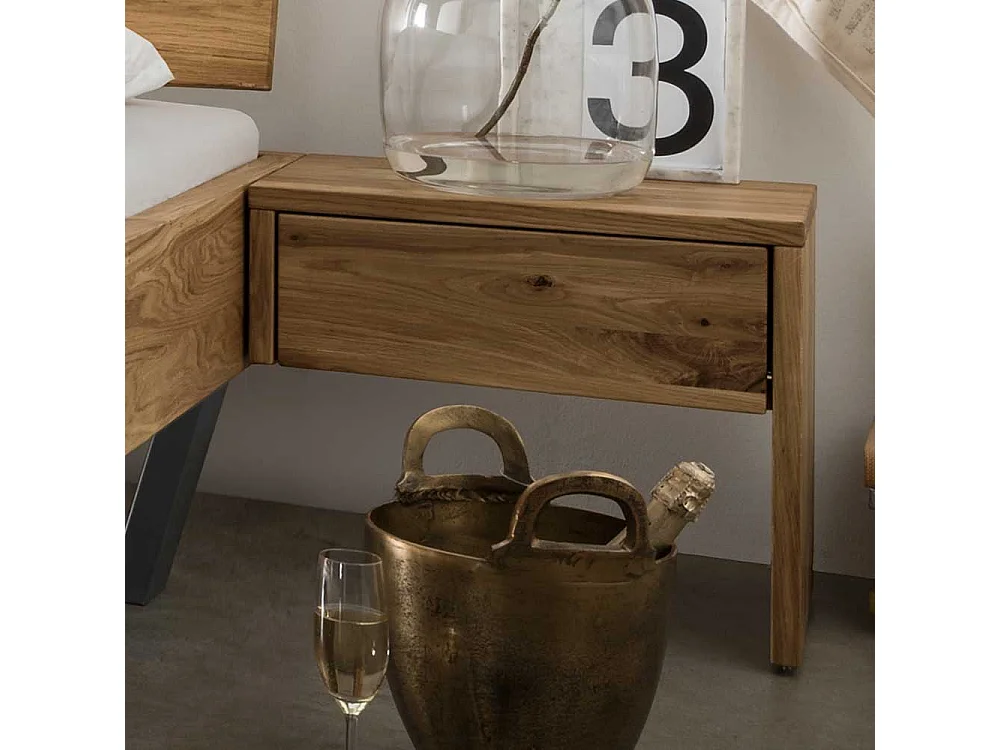 Massivholzbett Kombination mit Kufengestell aus Metall Industry Stil (dreiteilig)