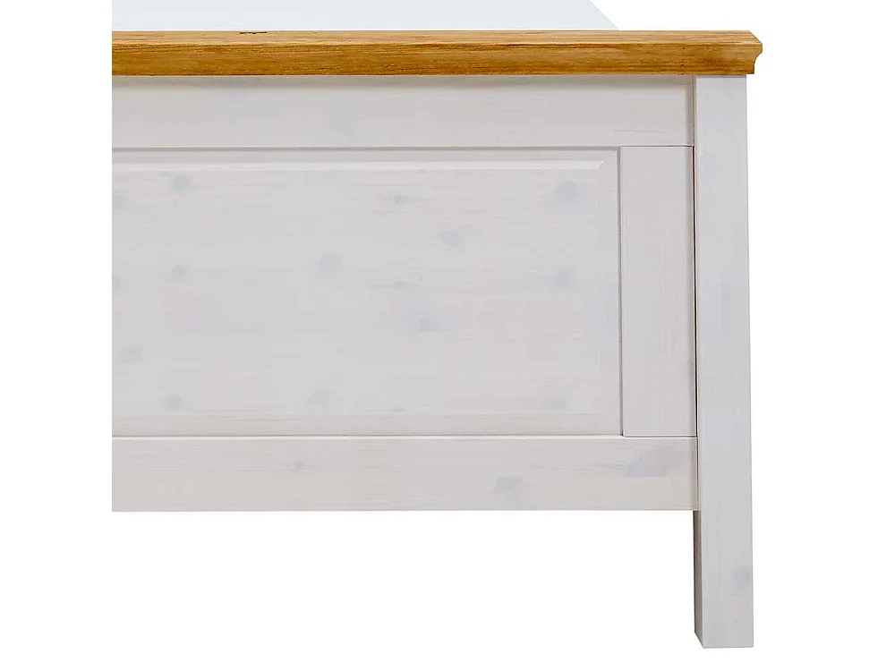 Landhausbett in Weiß Kiefer teilmassiv Nachtkommoden (dreiteilig)