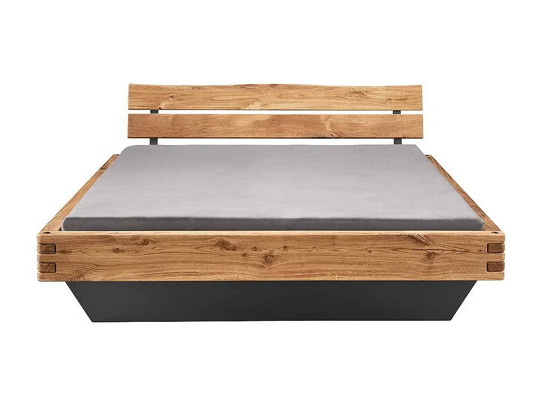 Naturholzbetten Doppelbetten in Wildeichefarben und Anthrazit