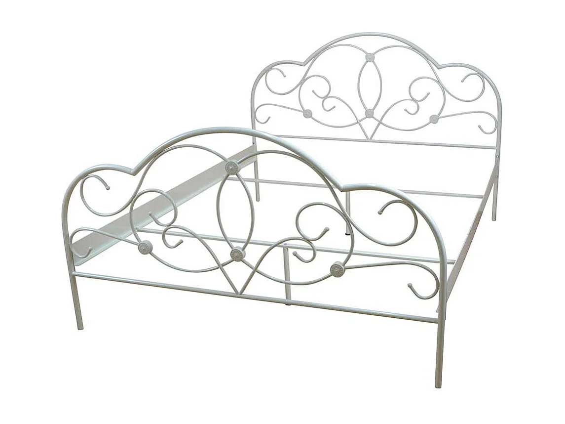 Bett in Creme Weiß Stahl