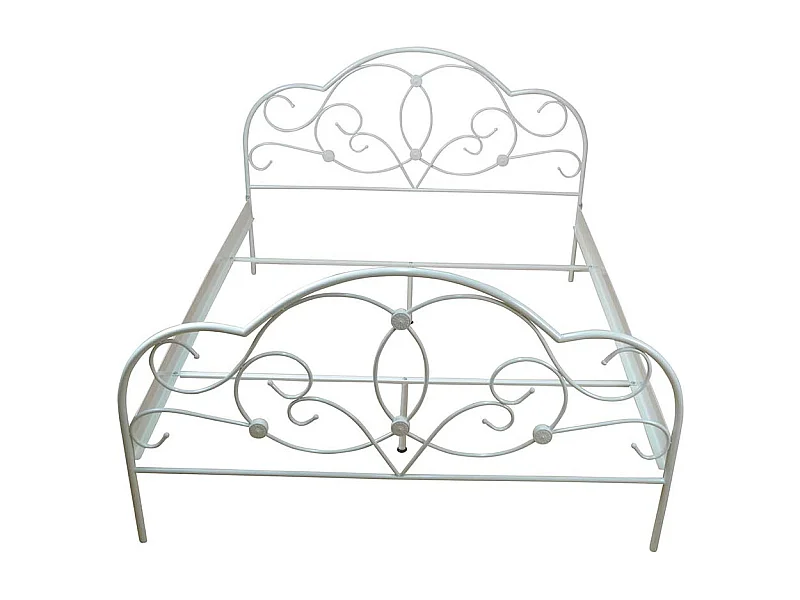 Bett in Creme Weiß Stahl