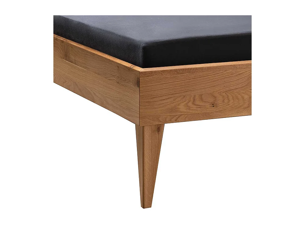 Doppelbett Wildeiche massiv geölt in modernem Design 93 cm Kopfteil