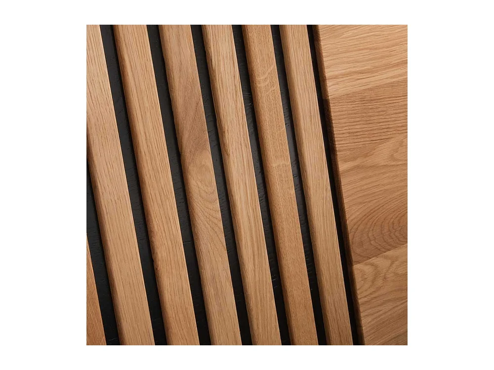 Doppelbett Wildeiche massiv geölt in modernem Design 93 cm Kopfteil