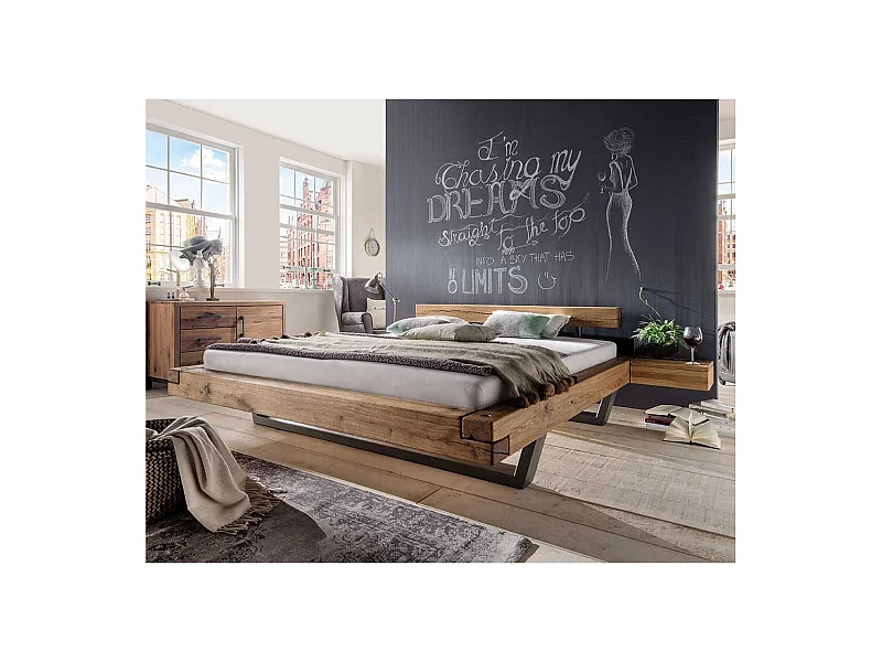 Massiv Balkenbett aus Wildeiche geölt kaufen (dreiteilig)