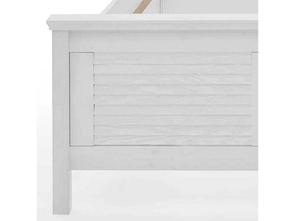 Weißes Landhausbett aus Kiefer Massivholz 94 cm Kopfteil