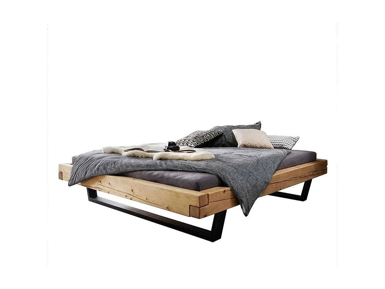 Massivholz Bettgestell ohne Kopfteil Bügelgestell