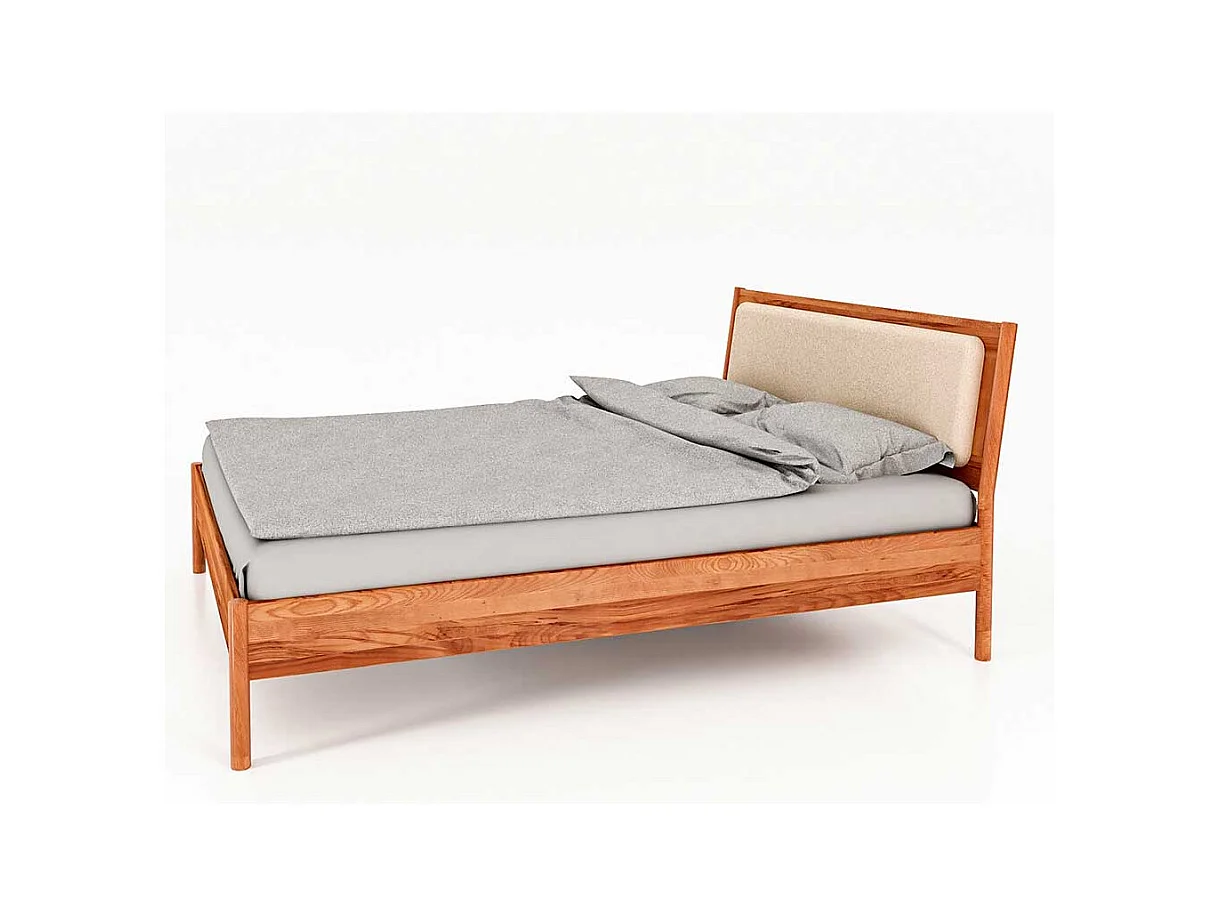 Wildbuche Holzbett mit Polster 38 cm Einstiegshöhe wahlweise mit Nachttisch