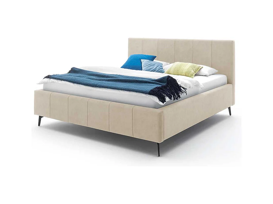 Komfortbett Stoff Beige aus Velours Vierfußgestell aus Metall