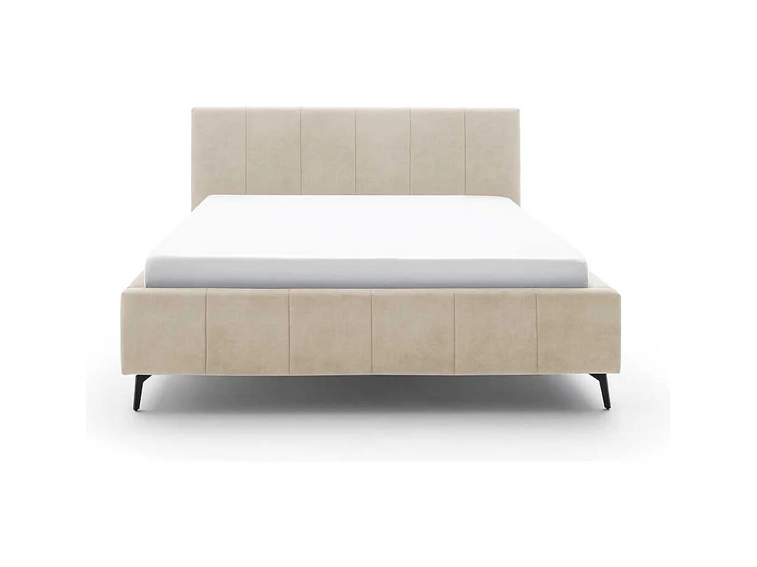 Komfortbett Stoff Beige aus Velours Vierfußgestell aus Metall