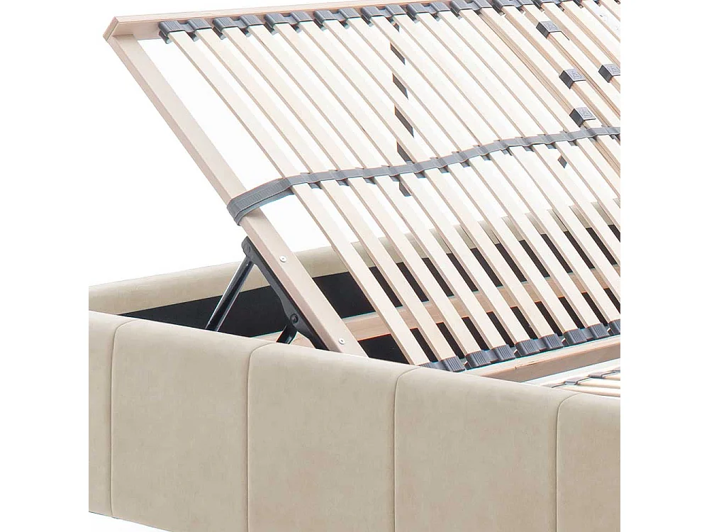 Komfortbett Stoff Beige aus Velours Vierfußgestell aus Metall