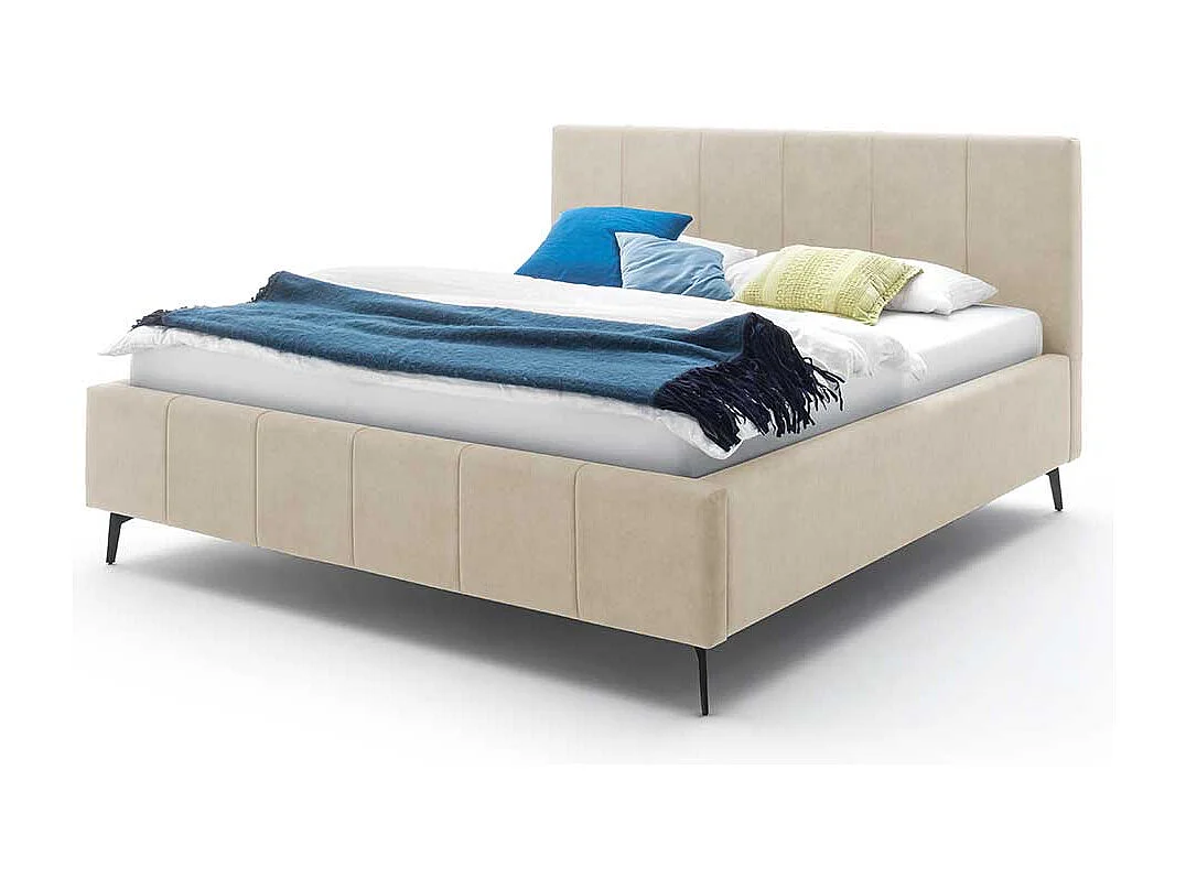 Komfortbett Stoff Beige aus Velours Vierfußgestell aus Metall
