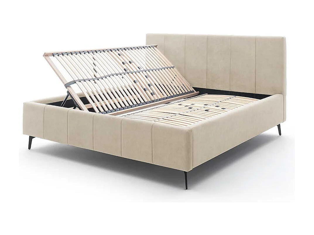 Komfortbett Stoff Beige aus Velours Vierfußgestell aus Metall