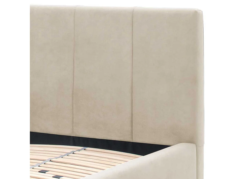 Komfortbett Stoff Beige aus Velours Vierfußgestell aus Metall