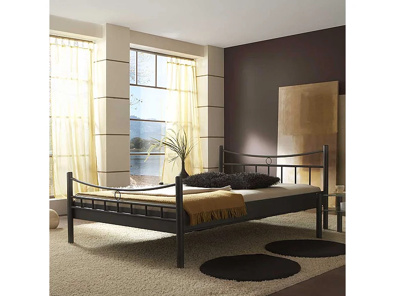 Metallbett aus Eisen Schwarz