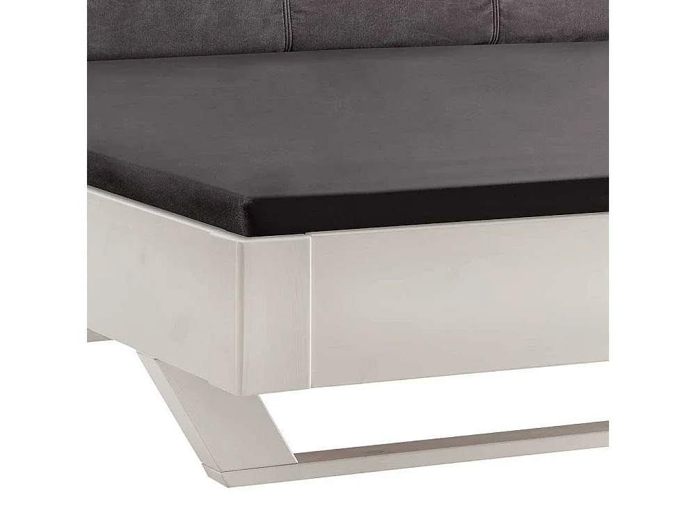 Doppel Bett Bett mit Polsterkopfteil in Weiß und Anthrazit