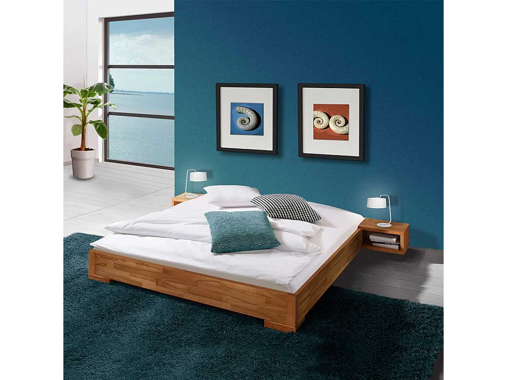 Bett aus Kernbuche Massivholz Nachttisch