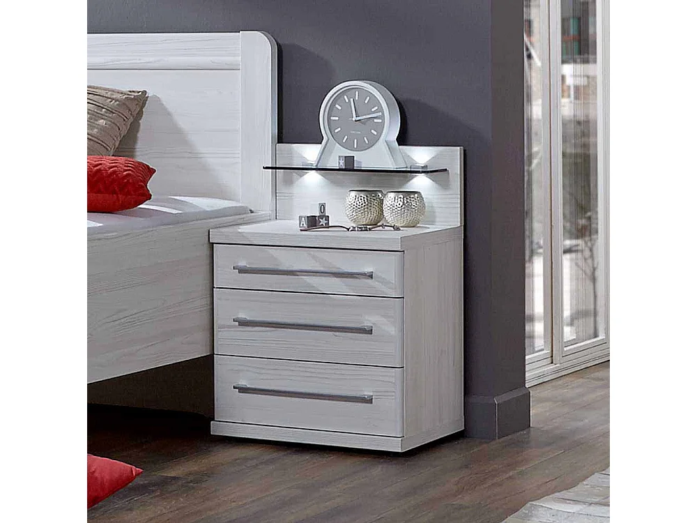 Singlebett in Weiß mit Nachtkonsole (zweiteilig)