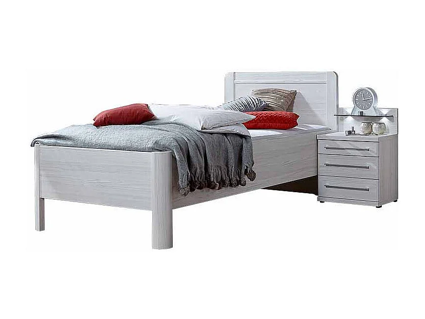 Singlebett in Weiß mit Nachtkonsole (zweiteilig)