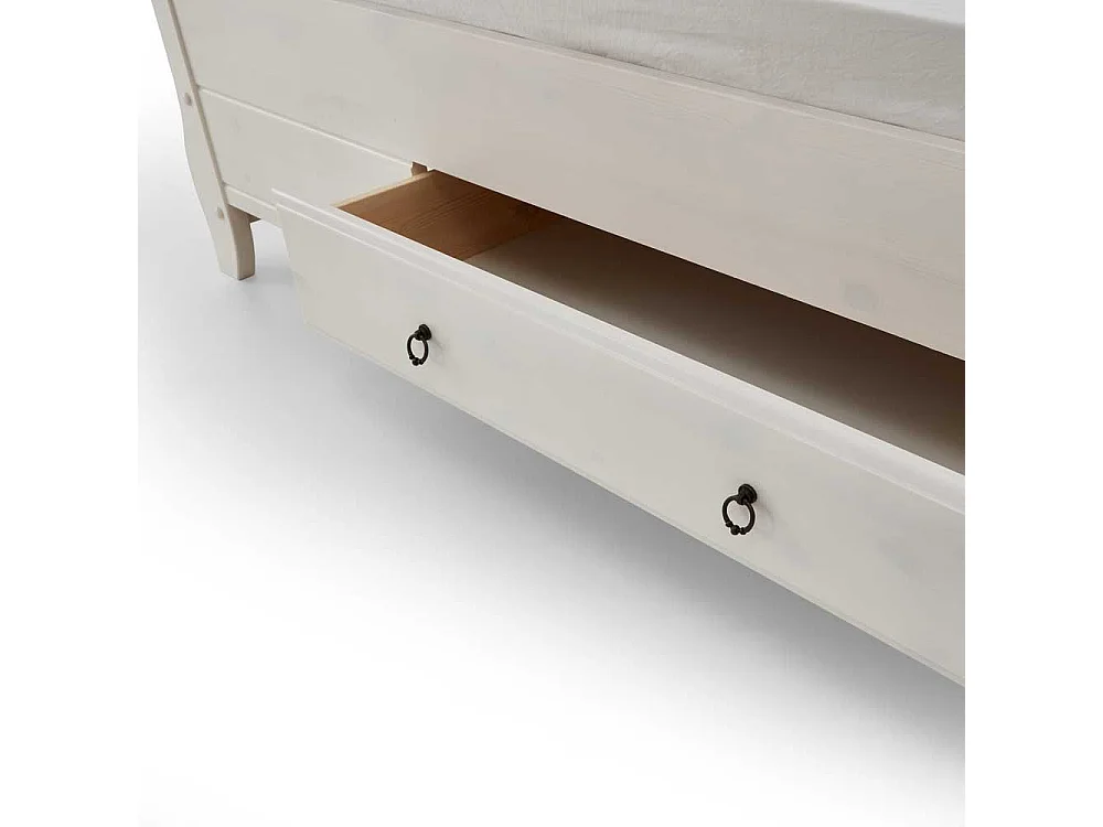 Holzbett in Weiß Grau Landhaus