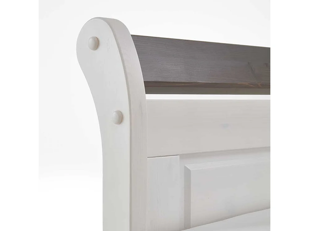 Holzbett in Weiß Grau Landhaus
