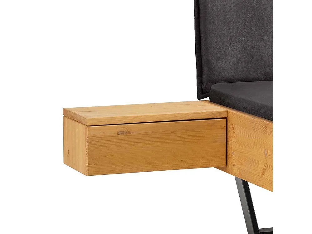 Doppel Bett Bett mit Kufen Kiefer Laugenfarben und Anthrazit