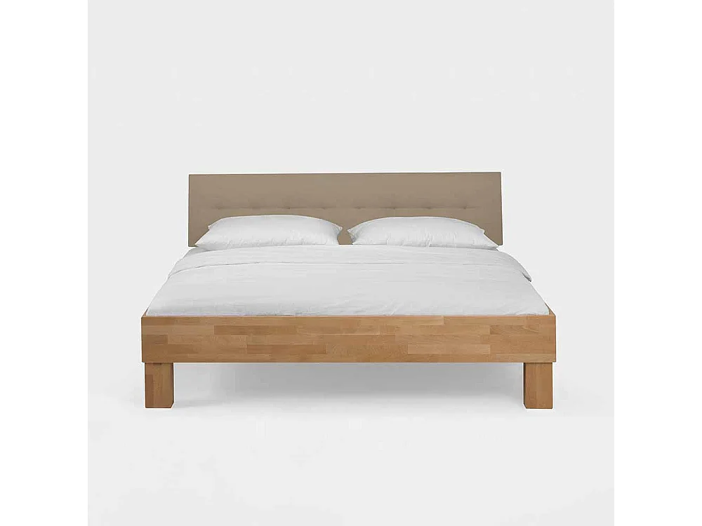 Holzbett mit gepolstertem Kopfteil Buche Massivholz