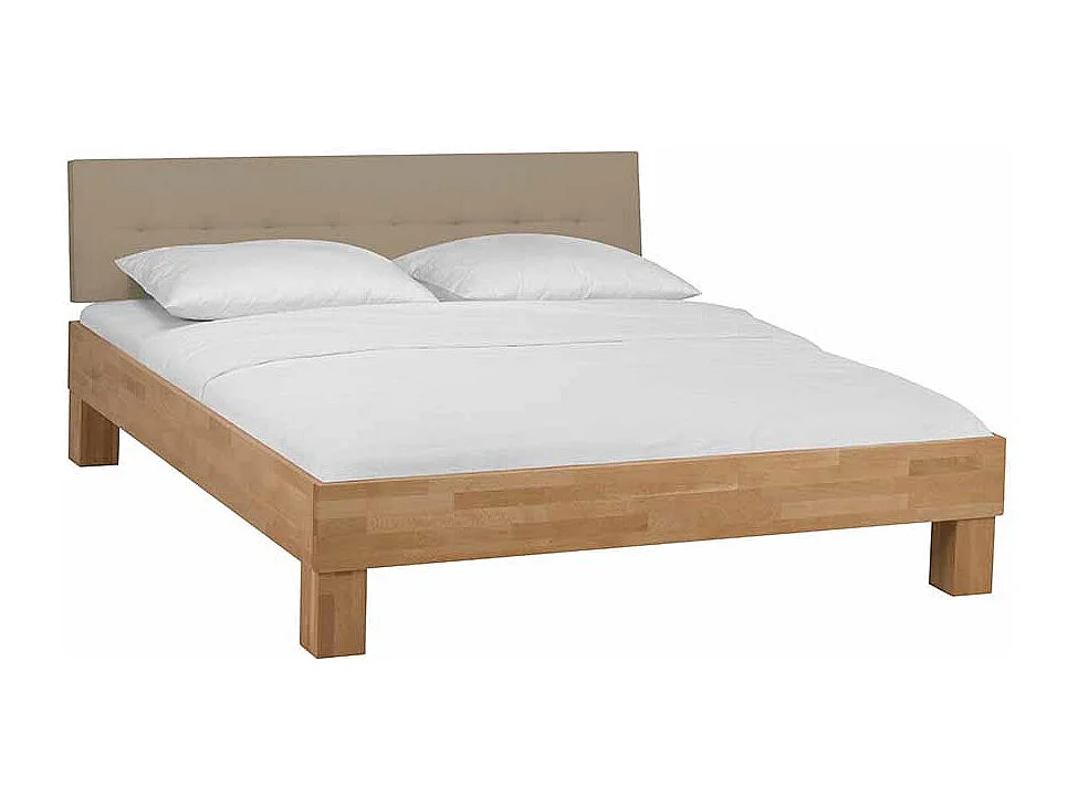 Holzbett mit gepolstertem Kopfteil Buche Massivholz