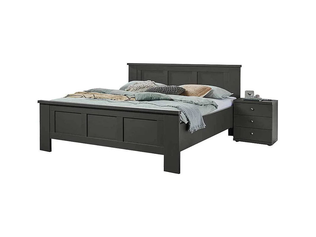 Doppelbett in Dunkelgrau Landhausstil