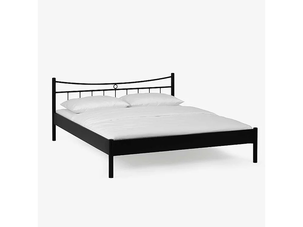 Bett aus Eisen Schwarz mit Nachttisch (zweiteilig)