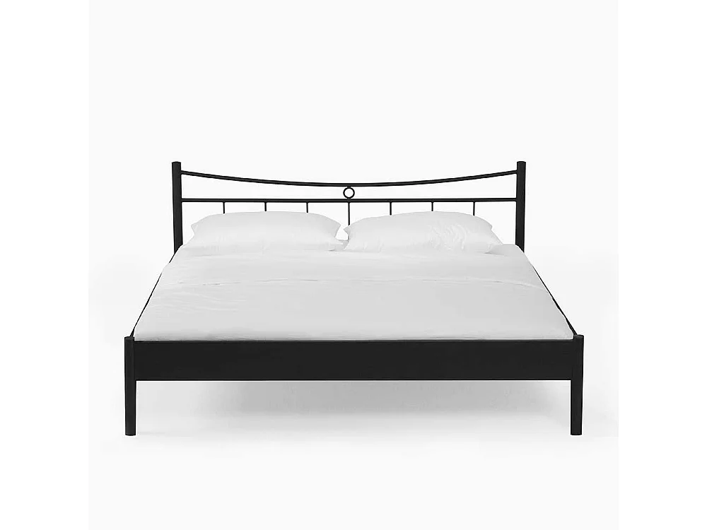 Bett aus Eisen Schwarz mit Nachttisch (zweiteilig)