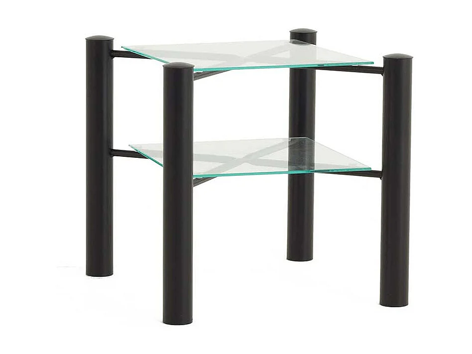 Bett aus Eisen Schwarz mit Nachttisch (zweiteilig)