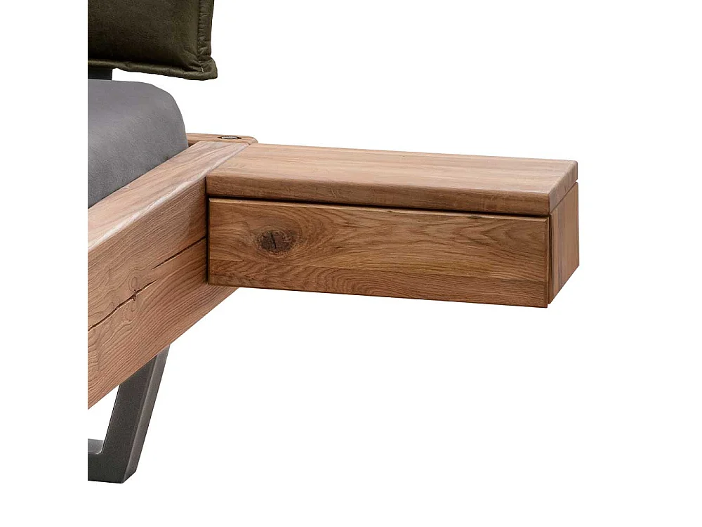 Holzbettgestell Doppelbett in Wildeichefarben und Oliv Grün