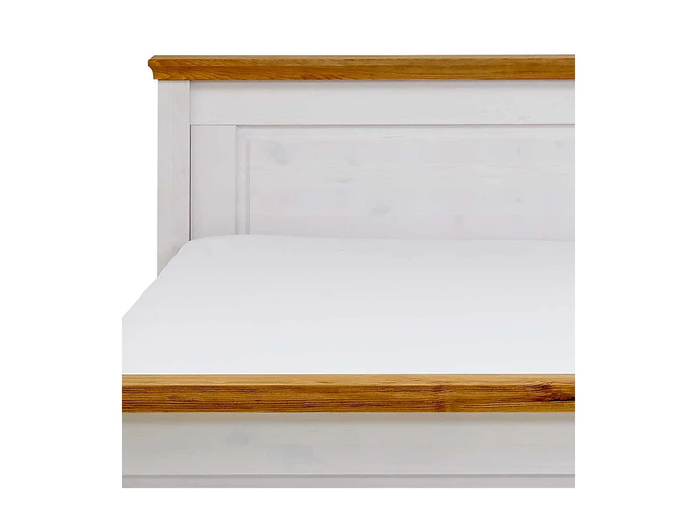 Landhausbett in Weiß Kiefer teilmassiv Nachtkommoden (dreiteilig)