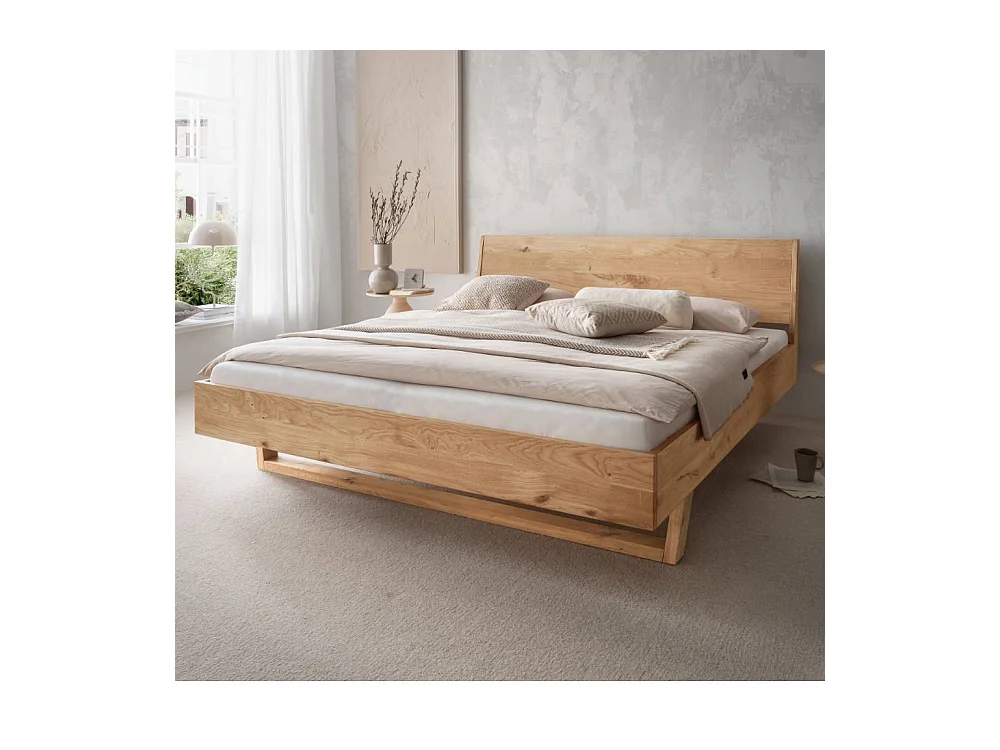 Doppelbett Holzbett in Wildeichefarben Kufengestell aus Holz