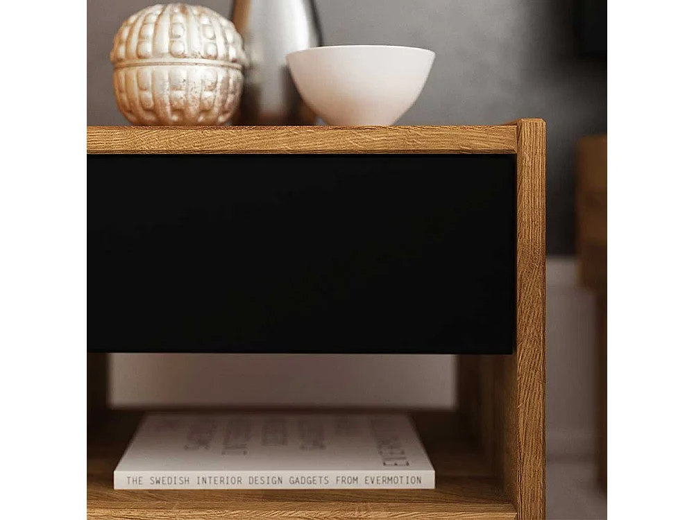 Doppelbett aus Wildeiche teilmassiv zwei Nachtkommoden (dreiteilig)