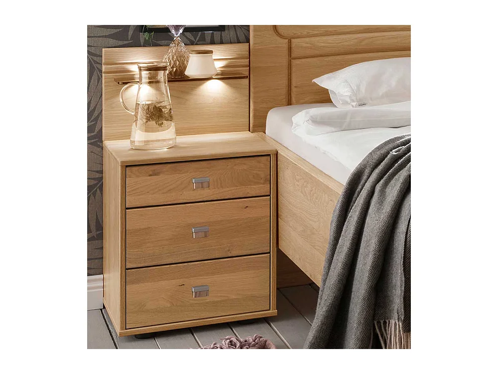 Komfortbett aus Eiche teilmassiv Nachtkonsole und LED Beleuchtung (zweiteilig)