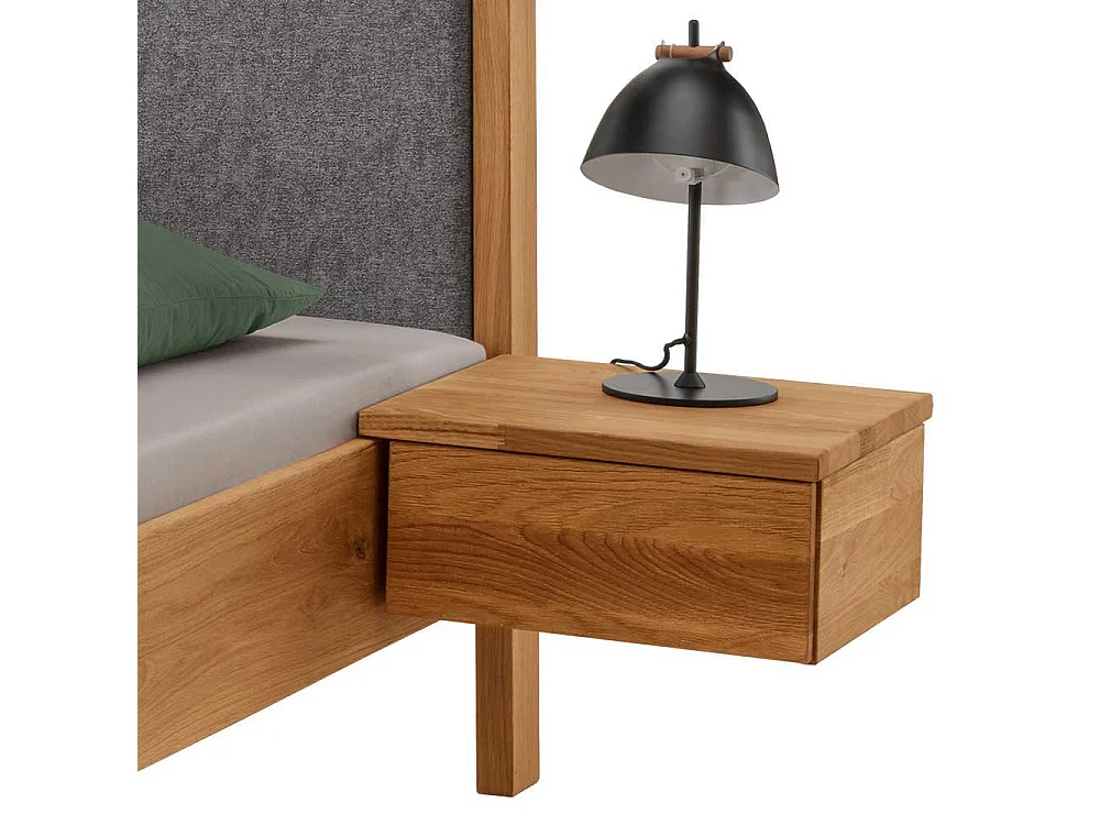 Doppelbett mit Polsterkopfteil in Grau Wildeichefarben