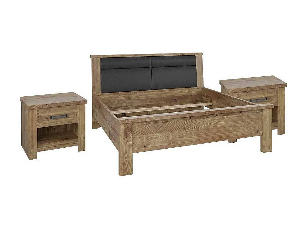 Doppelbett Bettrahmen in Asteichefarben mit teilmassiver Oberfläche