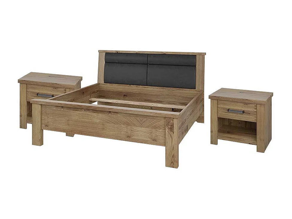 Doppelbett Bettrahmen in Asteichefarben mit teilmassiver Oberfläche