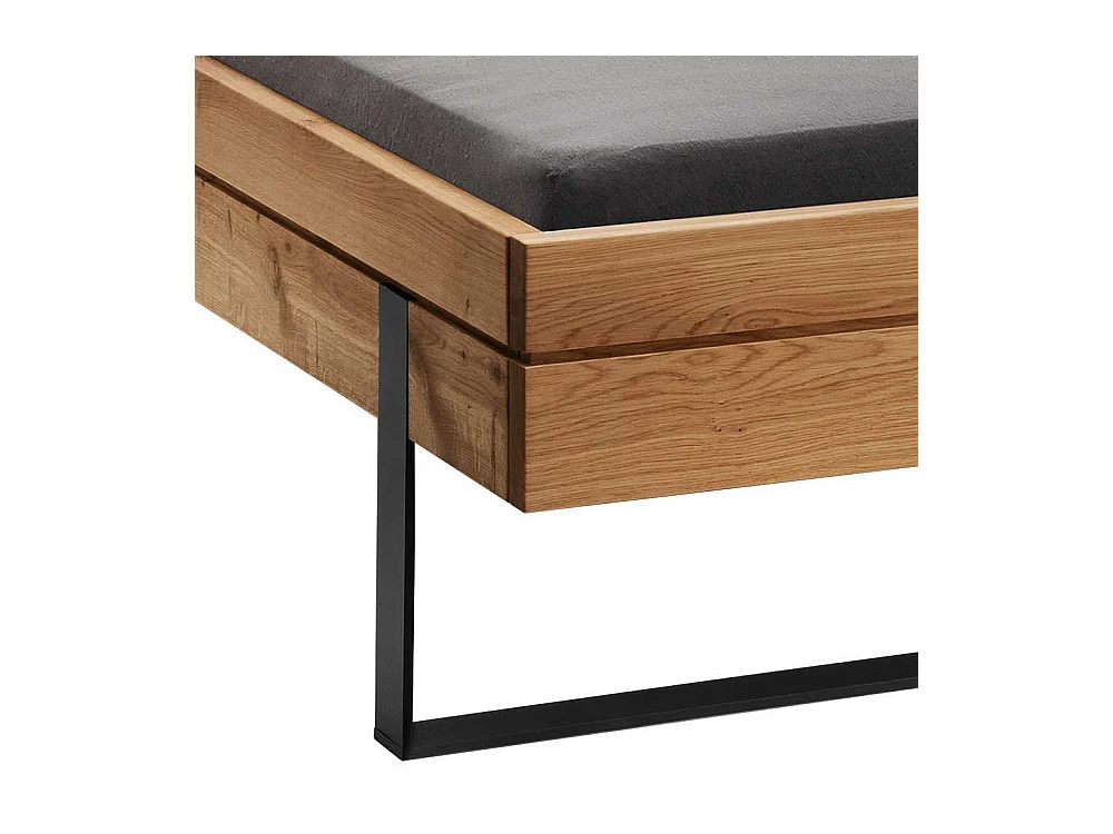 Bügelgestell Doppelbett Wildeiche im Industrie und Loft Stil optionale Beleuchtung