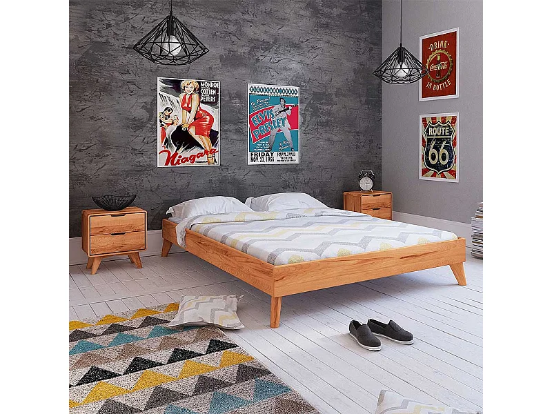 Massivholz Futonbett aus Kernbuche geölt Kopfteil (dreiteilig)