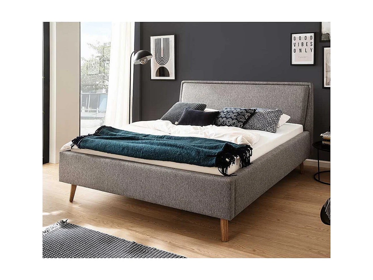 Gepolstertes Bett im Skandi Design 50 cm Einstiegshöhe